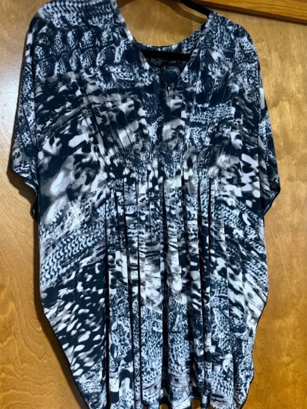 NWT LIOR Paris 4XL Printed Tunic Top V-Neck Smocked Waist Flowy Kaftan